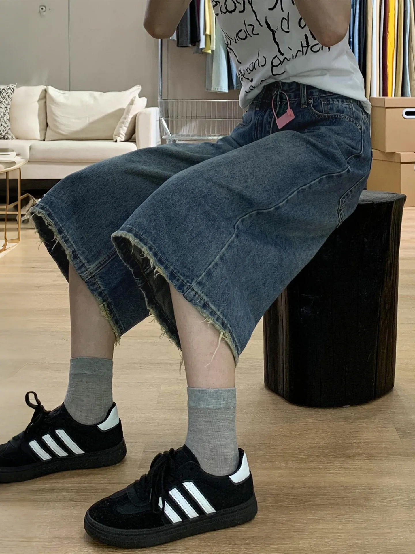 

Retro Wide Leg Denim Jeans High Waist Straight Cut Summer New Style for Pear Shaped plus Size Women Loose Fitting Trousers