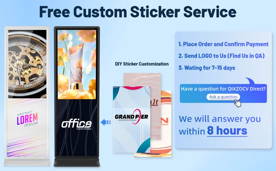 65 Inch 4K Digital Signage Kiosk Indoor Floor Standing Commercial Monitor Advertising Display LCD Totem with HDMI Input