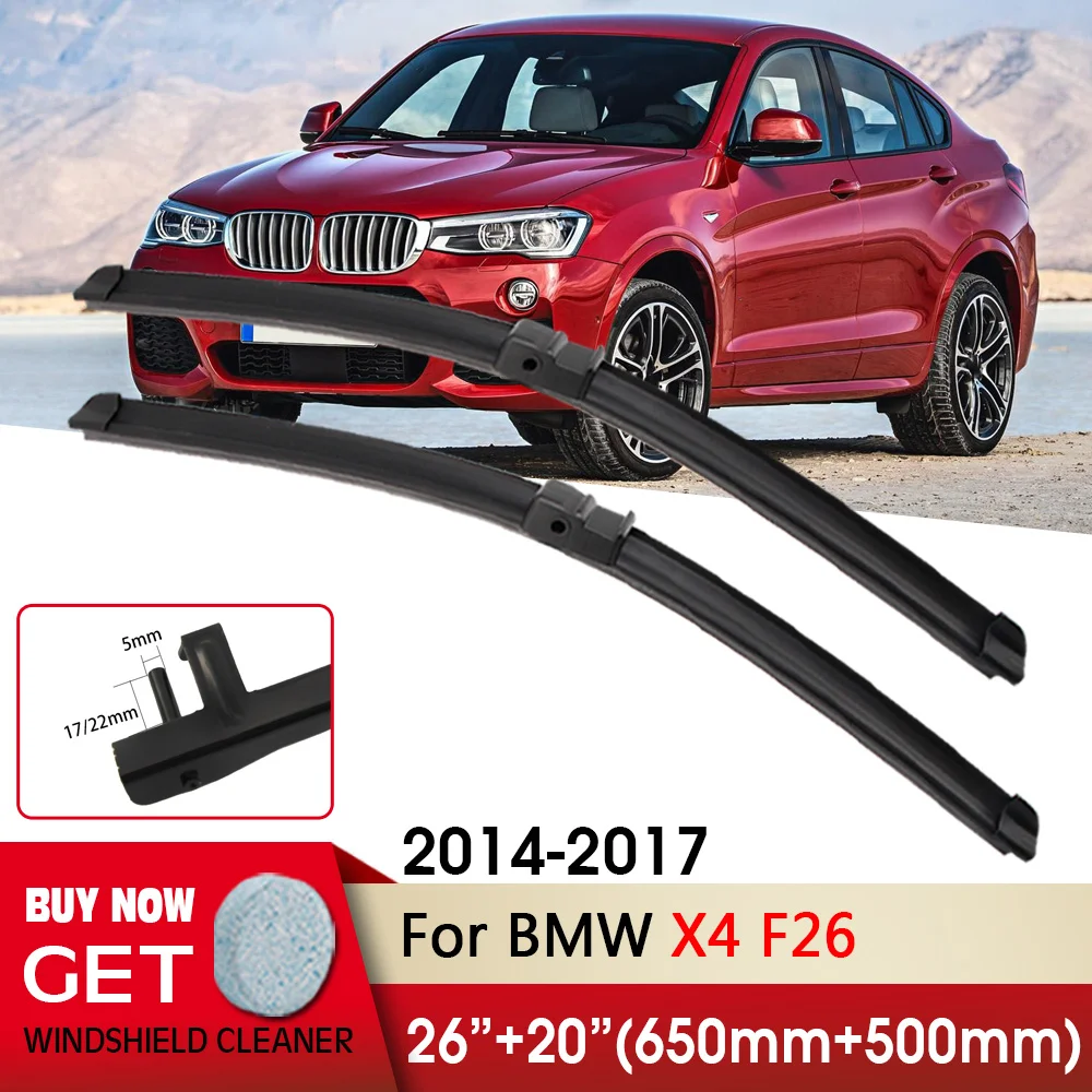 

Car Wiper RHD & LHD Front Wiper Blades 26"+20" For BMW X4 F26 2014-2017 Fit Side Pin Arm Windshield Windscreen Front Window