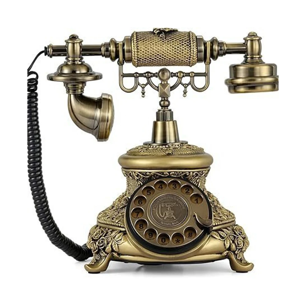 Vintage Rotary Dial Telephone Elegant Resin & Metal Home Decor Classic Home Office Telephones Decoration