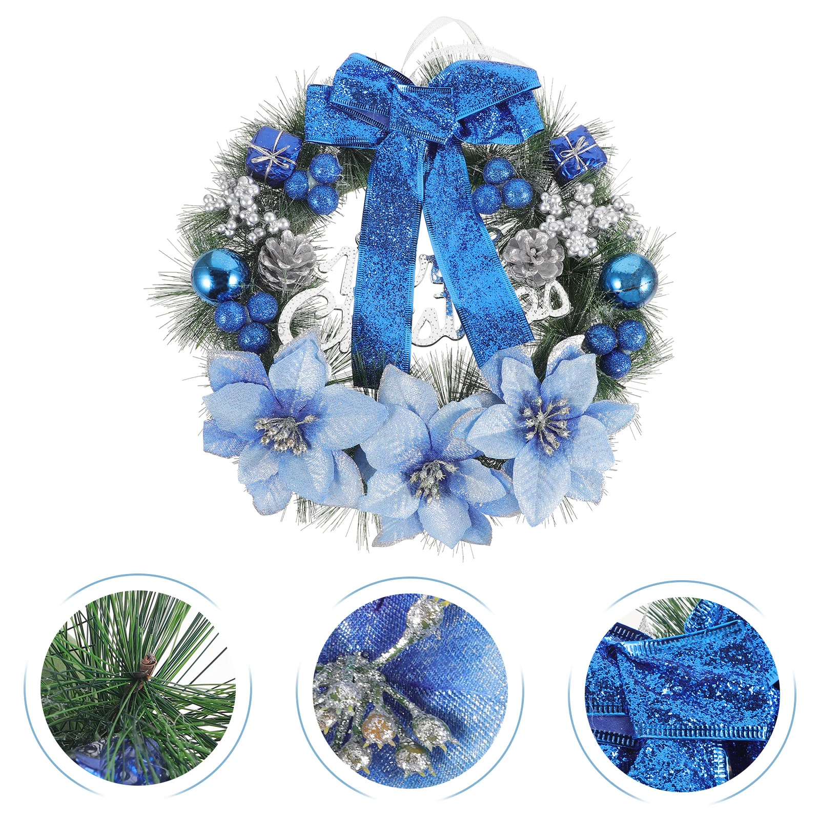 

30Cm Christmas Artificial Pine Wreath Decor Colored Pine Cone Berry Bow Knot Simulated Flower Holiday Wall Door Window Hanging