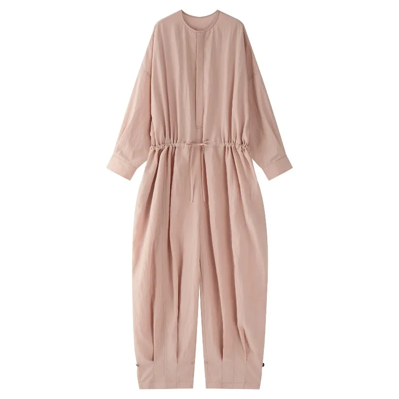 

Новый комбинезон с широкими штанинами и свободным кроем из тенселя для весны и осени, дышащие брюки с вертикальным плетением