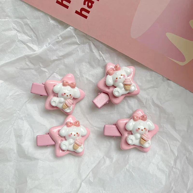 Cartoon Puppy Star Hair Clip Lovely Duckbill Clips Bangs Clip Hairpin Cute Sweet Girl Kids Pentagram Side Clip Hair Accessories