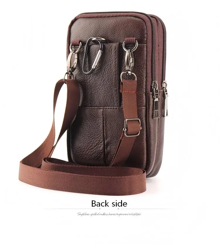 Herren-Leder-Gürteltasche - Große Kapazität Handy-Gürteltasche - Outdoor-Arbeitsrucksack, Sport-Wandertasche Tragbare Umhängetasche – Detail 17