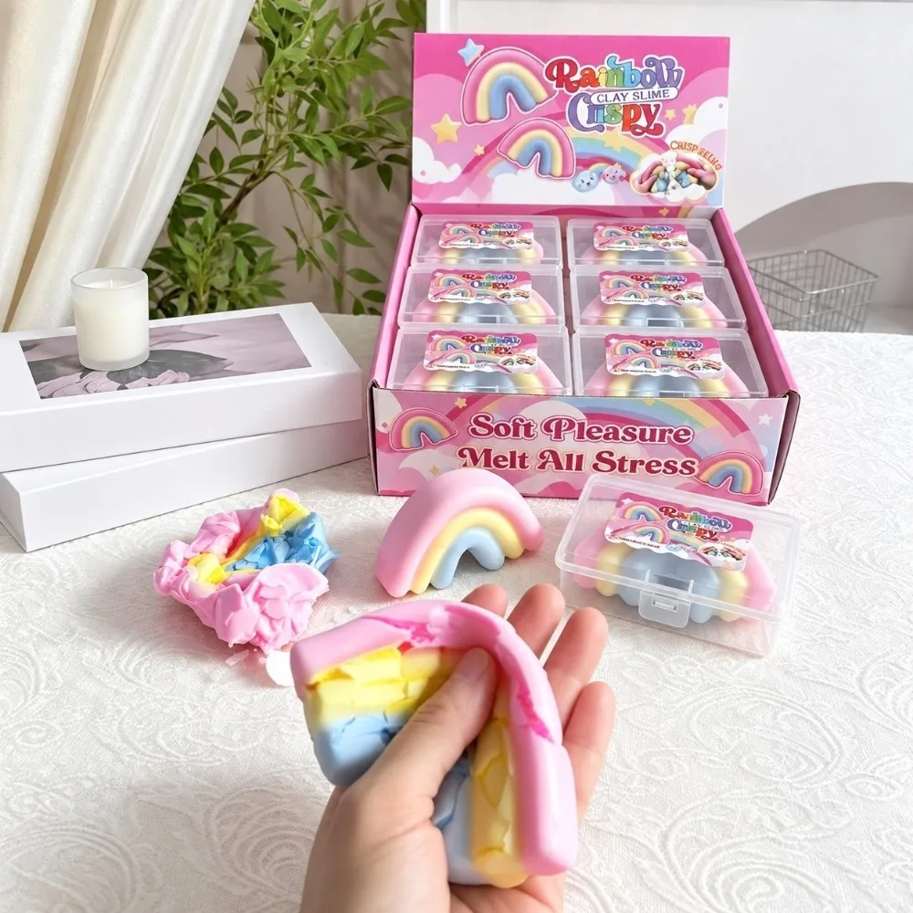 Rainbow Wax Cracking Squeeze Crispy Feel Handmade Craft Crunchy Sound Ball Crackable Texture Snowball Crunch Squishy ​​