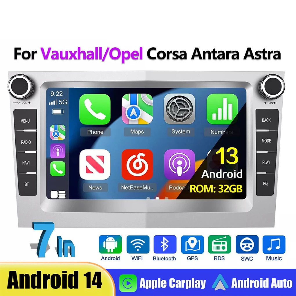 7inch For Opel Wireless carplay Android 14 central control large screen GPS car navigation host car radio silver Buletooth Radio