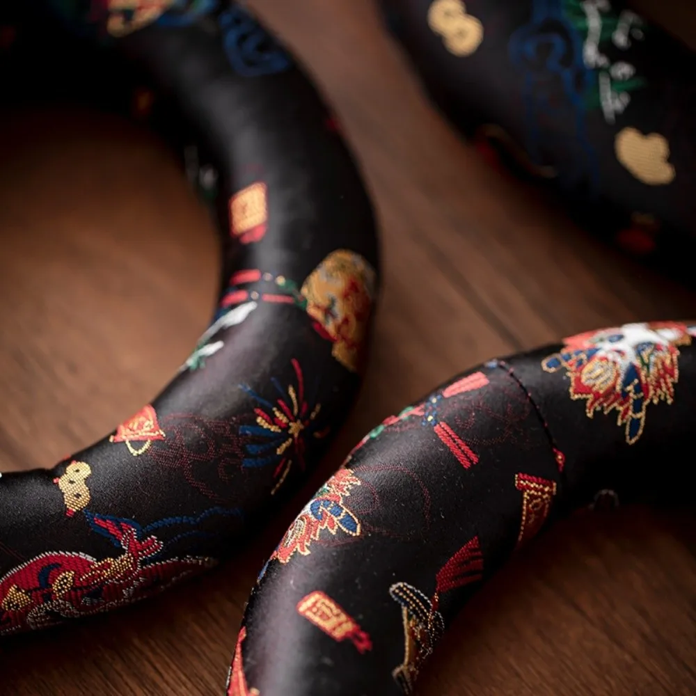 Nepalese Dragon Design Singing Bowl Mat Donut Shape Non Slip Sound Copper Out Mat Traditional Brocade Wooden Fish Coaster