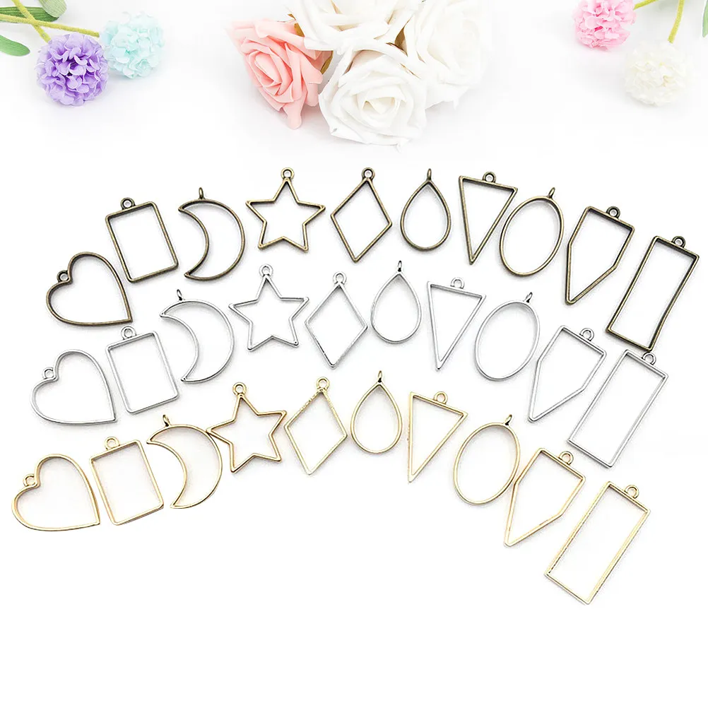 30Pcs Alloy Pendant Charm Metal DIY Hollow Out Geometric Necklace Jewelry Making Pendant for Women Jewelry Making Pendants