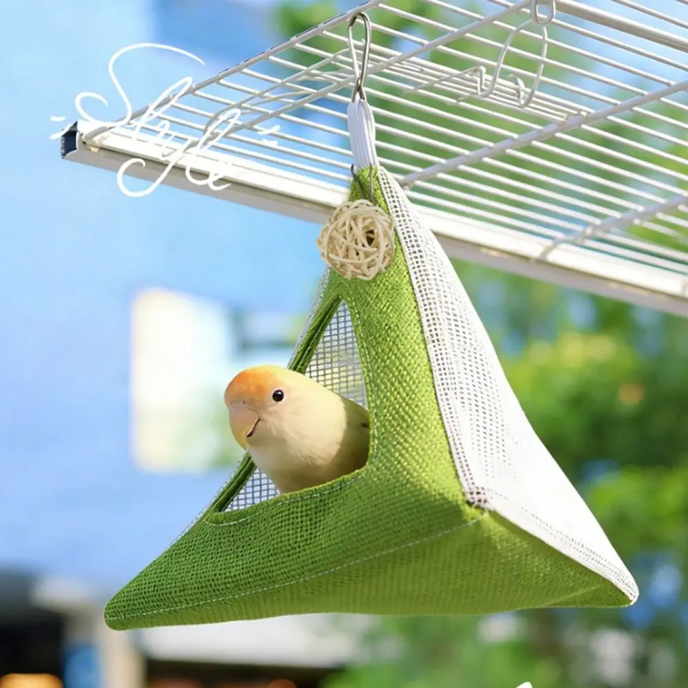 三角形のオウム用鳥小屋冷却マット通気性ネット夏の巣鳥用ベッド換気ハンモック隠れ家