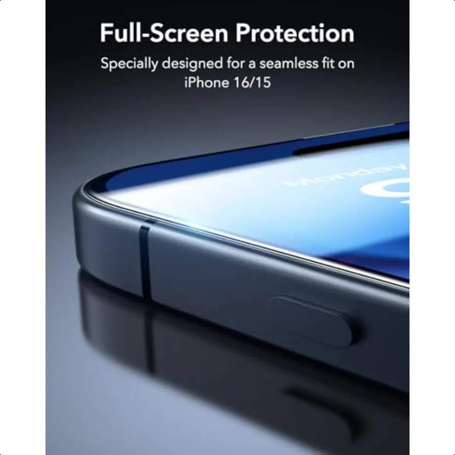 3 عبوات لهاتف iPhone 16 iPhone 15 واقي شاشة [9H Hardn] [مقاوم للكسر من الدرجة العسكرية] تغطية كاملة من الزجاج المقسى مع