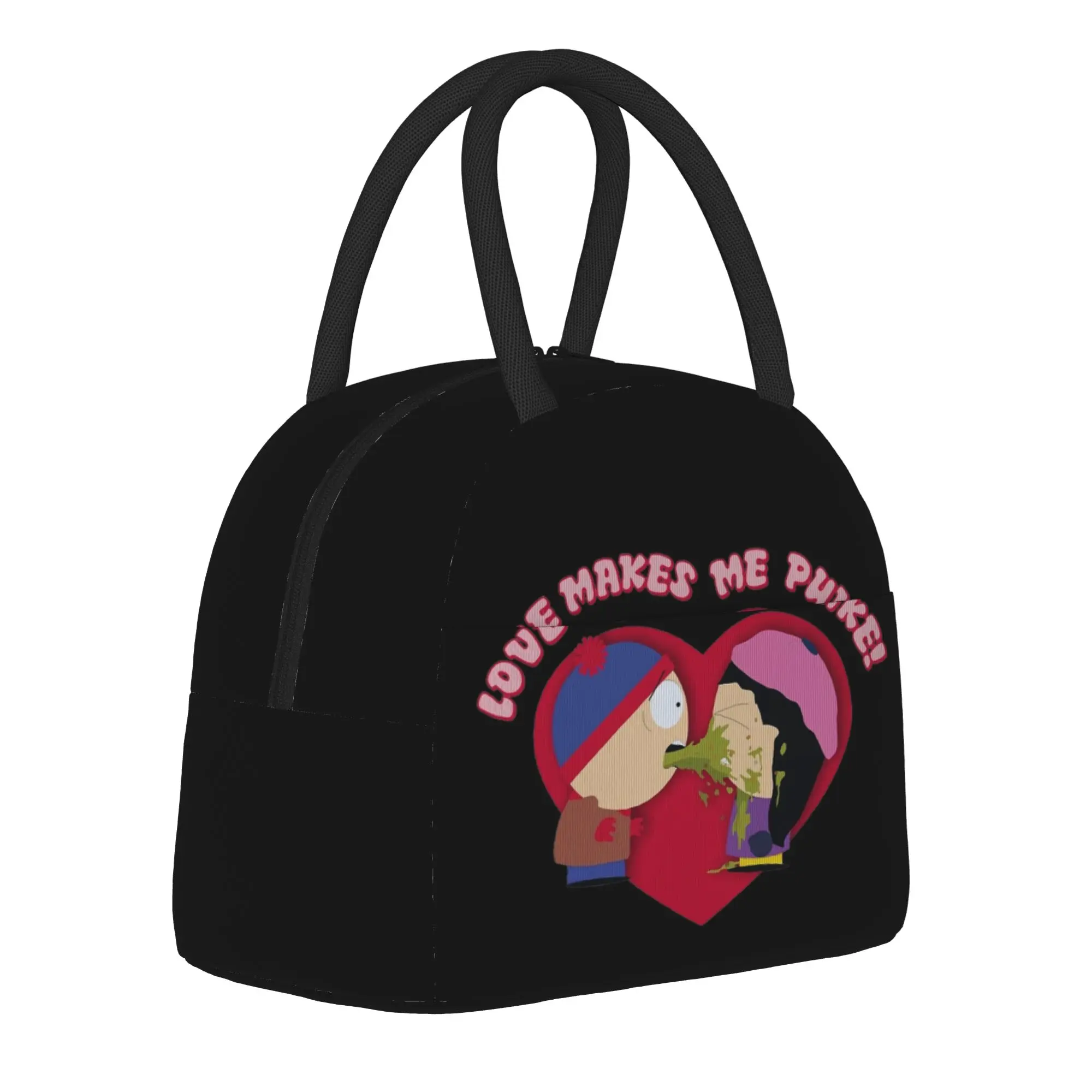 Souths Parks Insulated Lunch Bags Cooler Bag Reusable,Meal Container Love Makes Me Puke High Capacity Tote Lunch Box Bento Pouch
