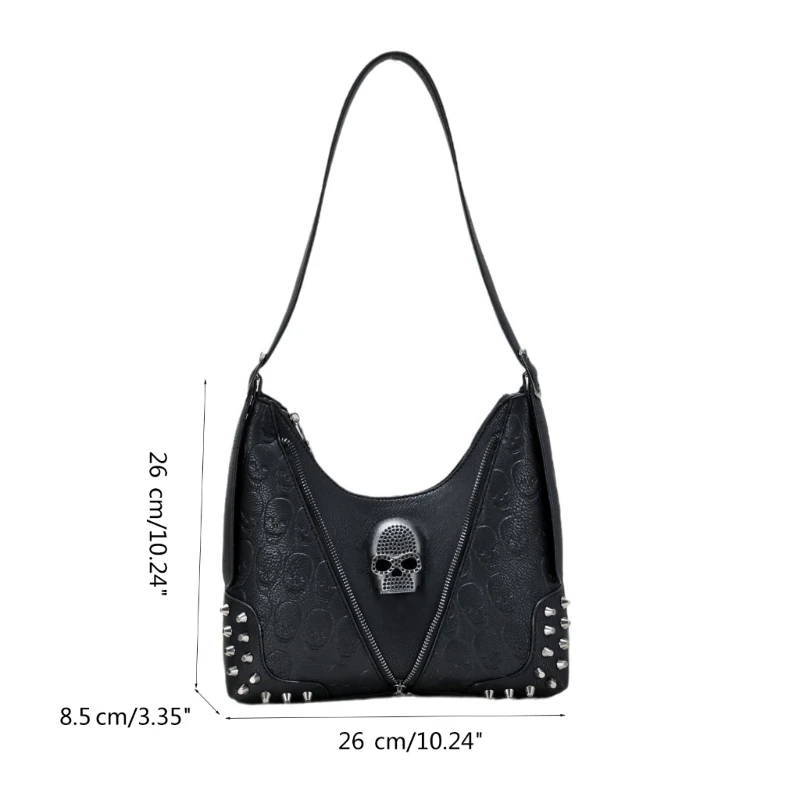 Fashion Armpit Bag Large Capacity Vintage Skull Shoulder Bag for Girl Women Handbag Underarm Bag Versatile Tote Bags