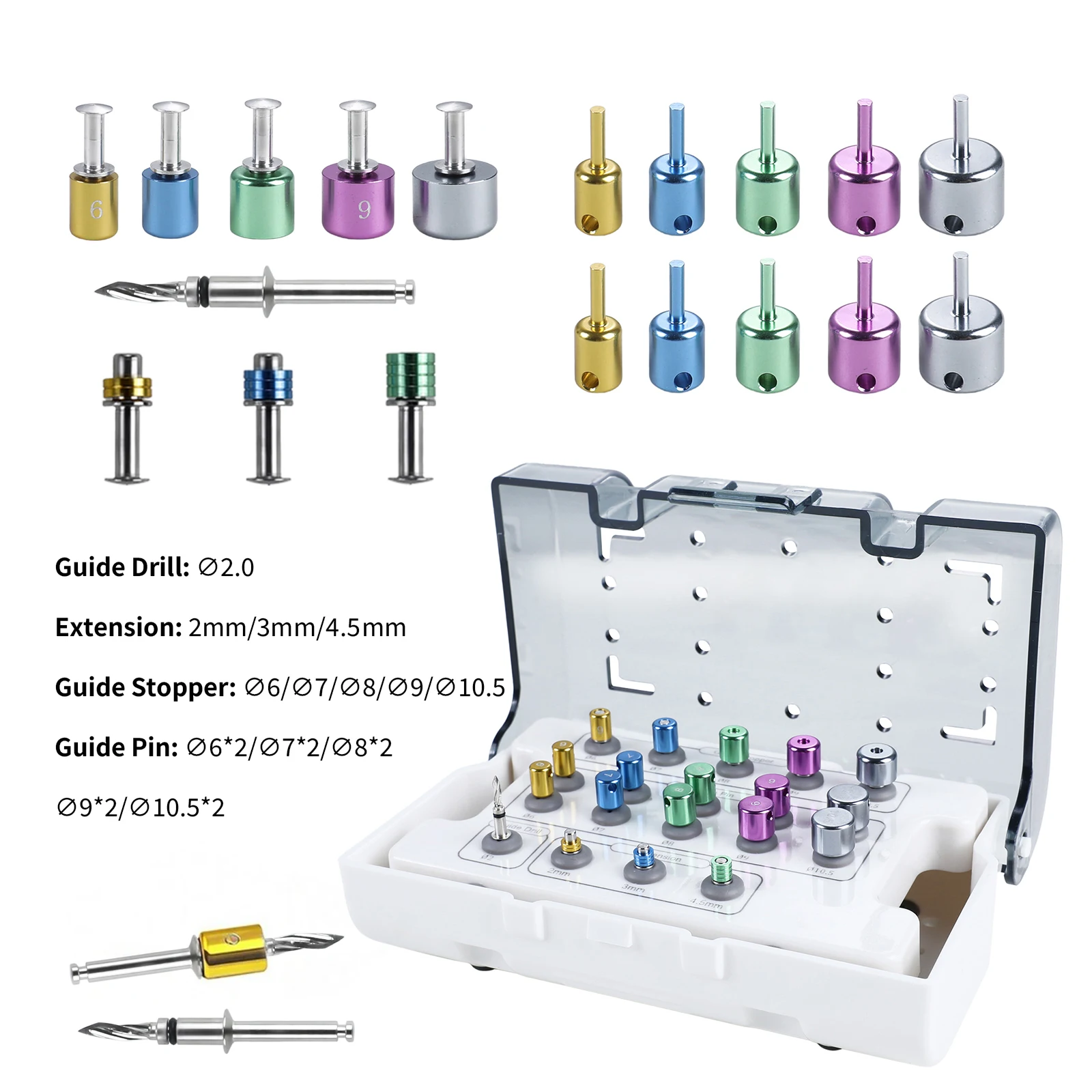 19Pcs Fully Guided Drills Set Universal Dental Implant Guide & Positioning Kits Dentista Tool Instrument