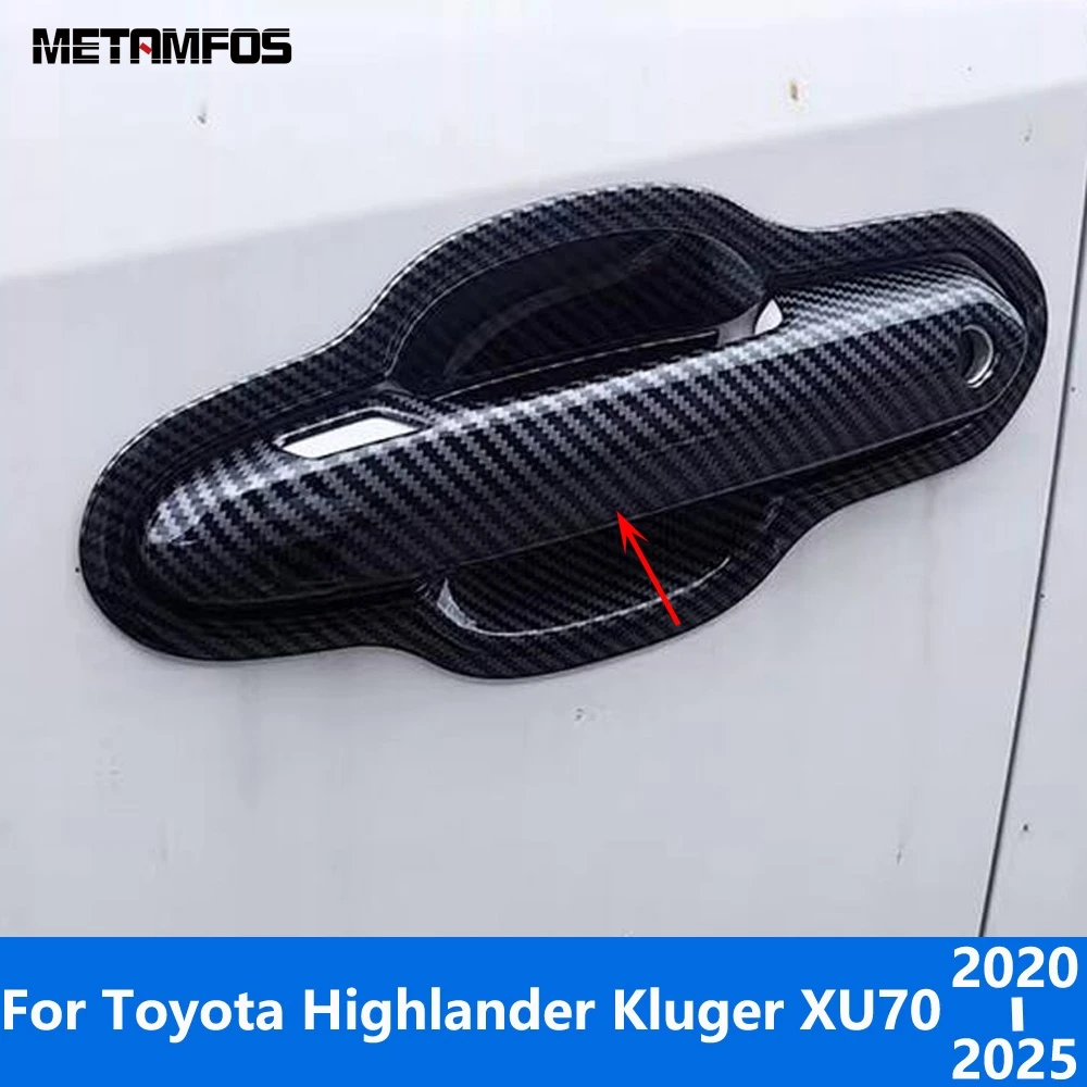

Side Door Handle Bowl Cover Trim For Toyota Highlander Kluger XU70 2020-2024 2025 Carbon Fiber Protector Accessories Car Styling