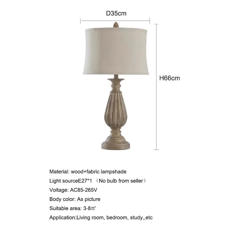 American Minimalist Woodcraft Desk Lamp Creative Study Bedroom Bedside Lamp Retro Homestay Hotel