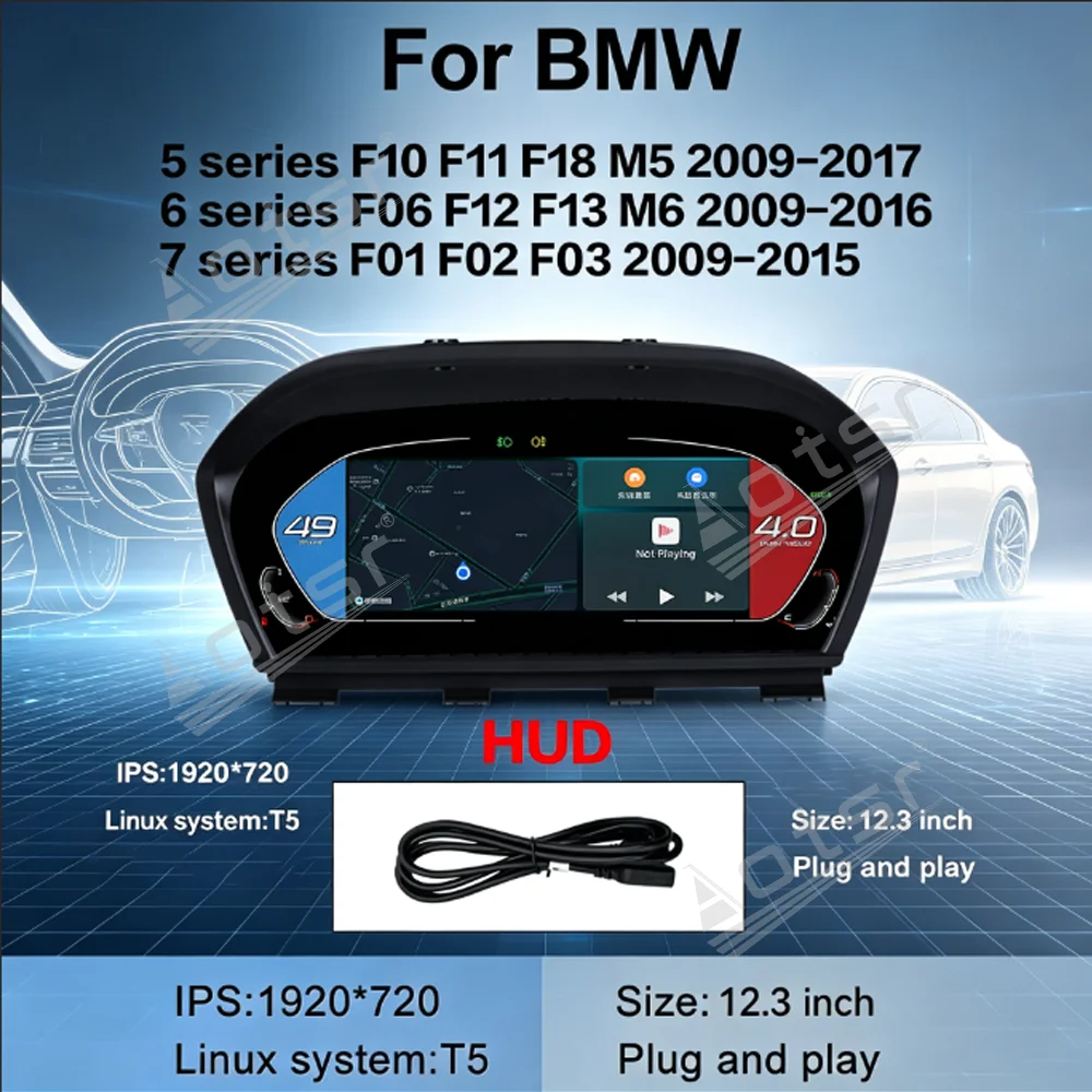 Cluster Digital LCD Speedometer Instrument For BMW 5 6 7 Series Full‑Range Virtual Cockpit Dashboard Plug‑Play Retrofit Gauge GS