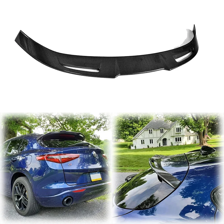 

New Design 2017 To Up For Alfa Romeo Stelvio Car Rear Wing Spoiler Lip Glossy Black Or Carbon Fiber Look By ABS Body Kit