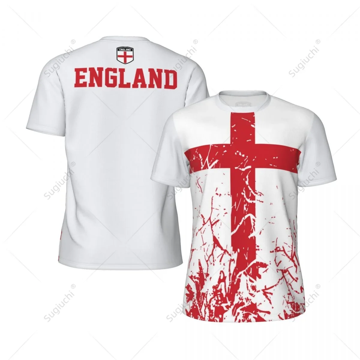 New design men's and women's England flag pattern print 3D T-shirt, children's sports fitness running crew neck short sleeve top