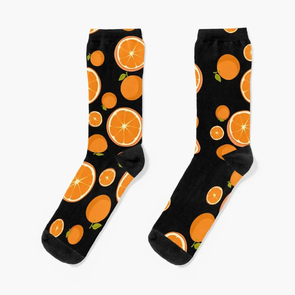 

Oranges - Black Background Socks Thermal man winter essential floral gift Women's Socks Men's