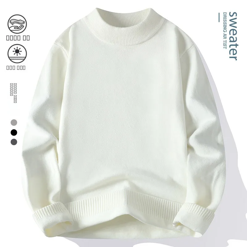 

Чистый цветной вязаный свитер, мужской приталенный свитер с высоким воротником, зимняя основа, теплый пуловер, топ, молодежный Sle