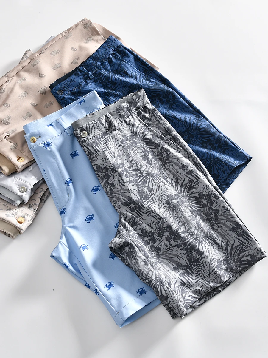

Dokea Golf DRY Elastic Breathable Sweat Summer Men's Outdoor Sports Casual Pants Five-Quarter Shorts Straight Leg mid Waist