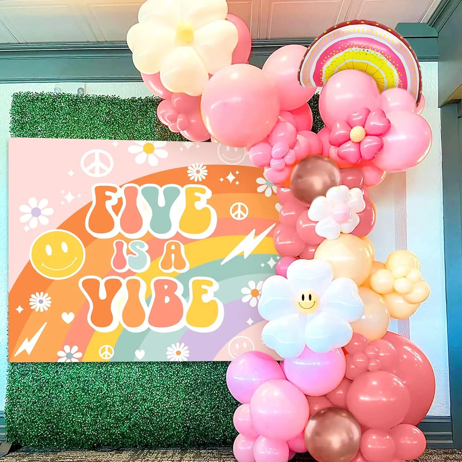 Laventy 78 PCS Five is Vibe Party Decoration Backdrop Five is Vibe Birthday Decoration Five is Vibe Balloons