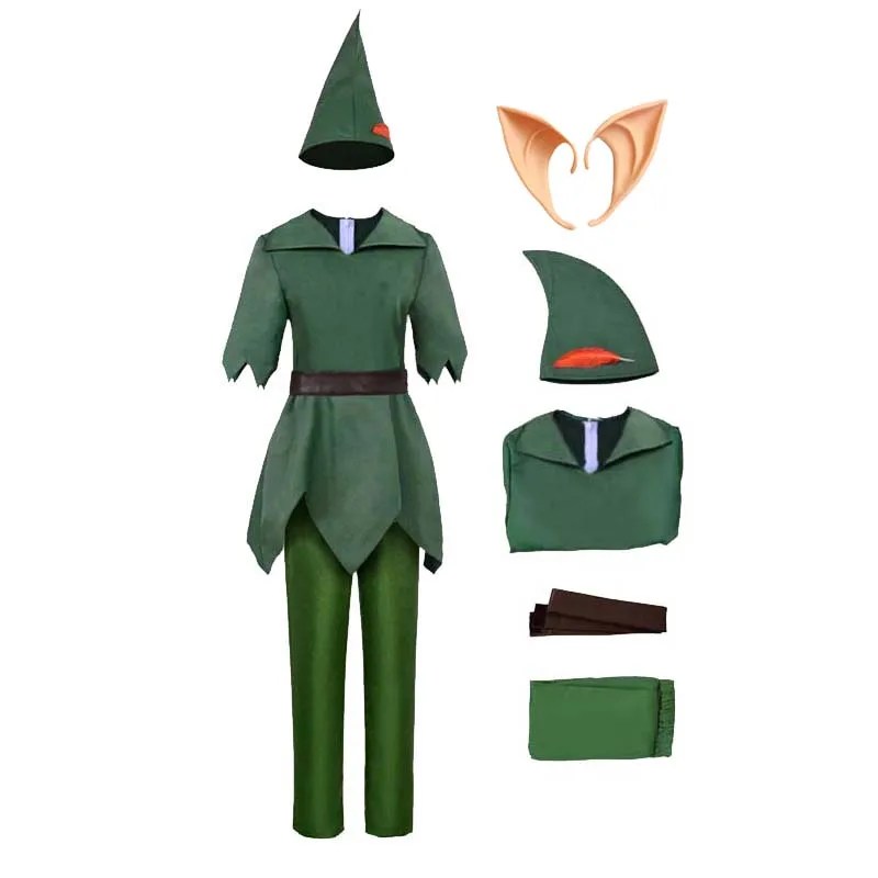 

Men Halloween Anime Tinker Bell Peter Pan Cosplay Costume With Elf Ears
