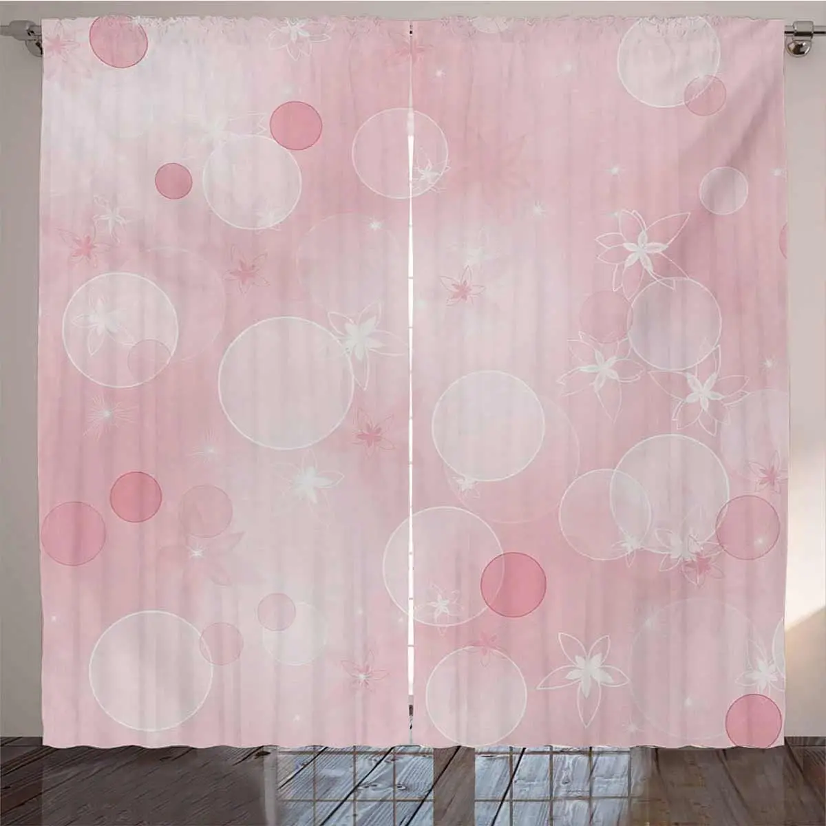 Pale Pink Blackout Curtains 3D Print Window Curtains for Bedroom Living Room Decor Window Treatments