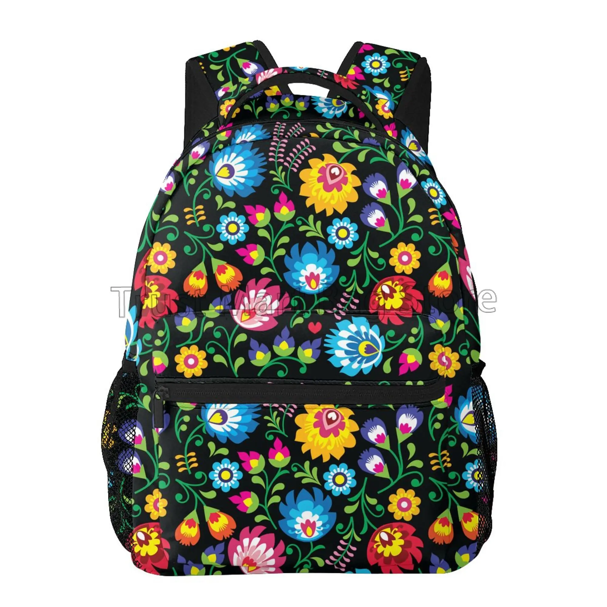 Poland Polish Floral Folk Art Flowers Backpack Large Capacity Travel Hiking Laptop Backpacks for Women Camping Gym Daypack