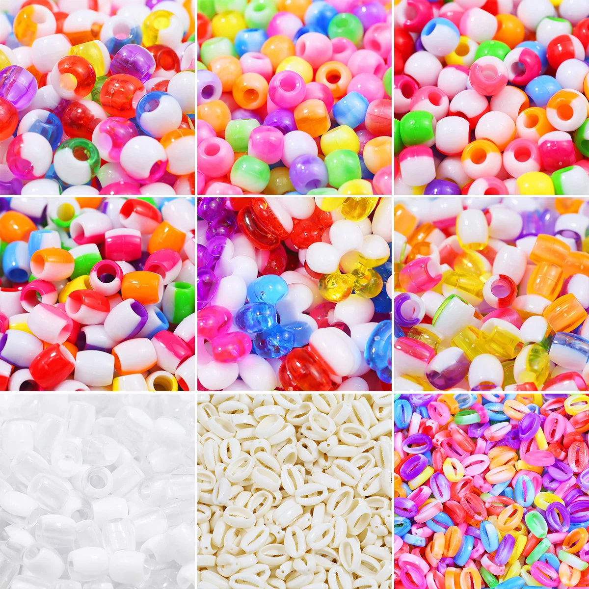 

50-100Pcs multi-colored Large Hole Pony Beads Acrylic Beads For Bracelets Making DIY Crafts Jewelry Key Chains And Decorations