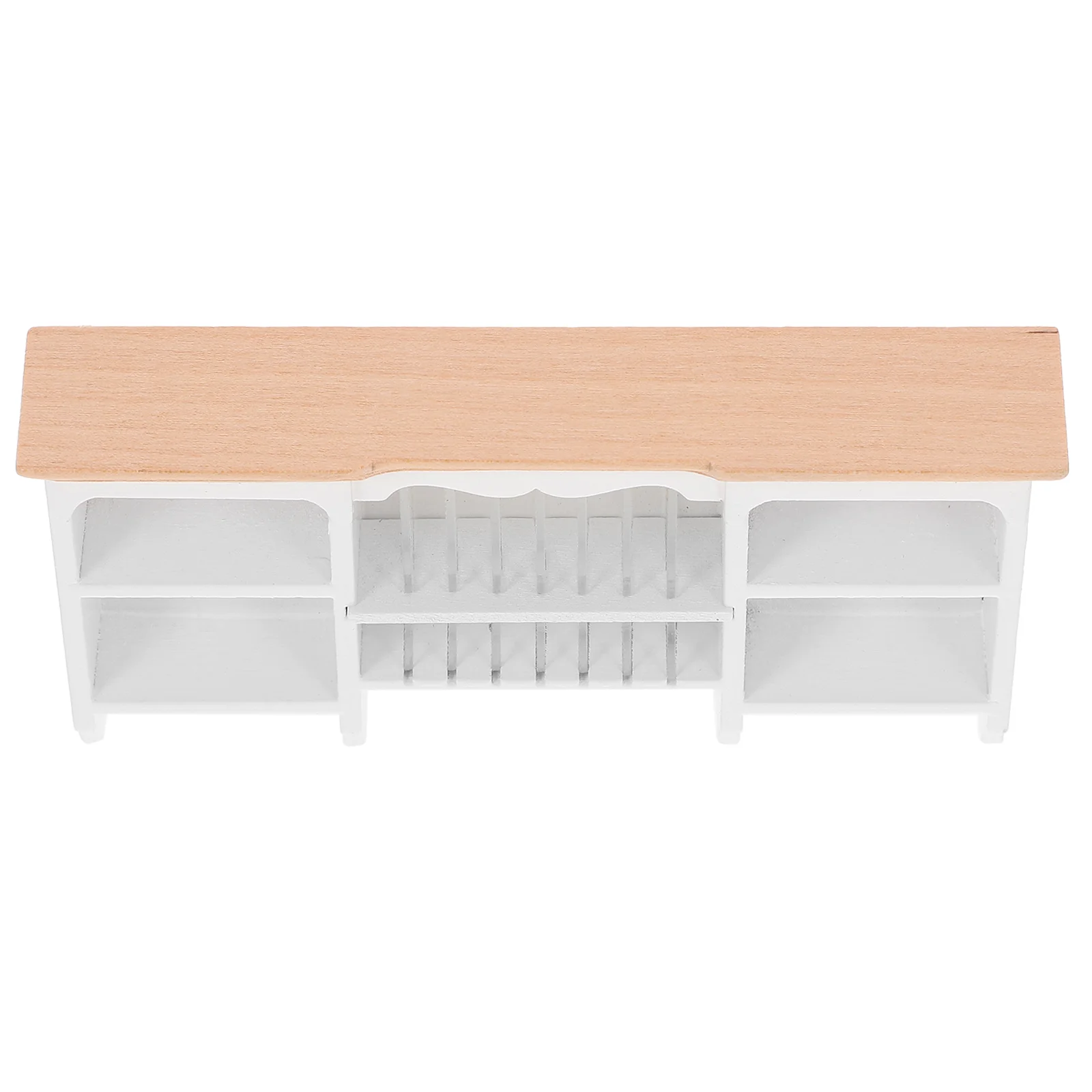 House Rack Furniture Model Mini Kitchen Display Cabinet Decorative Tiny Miniature Wooden Toys