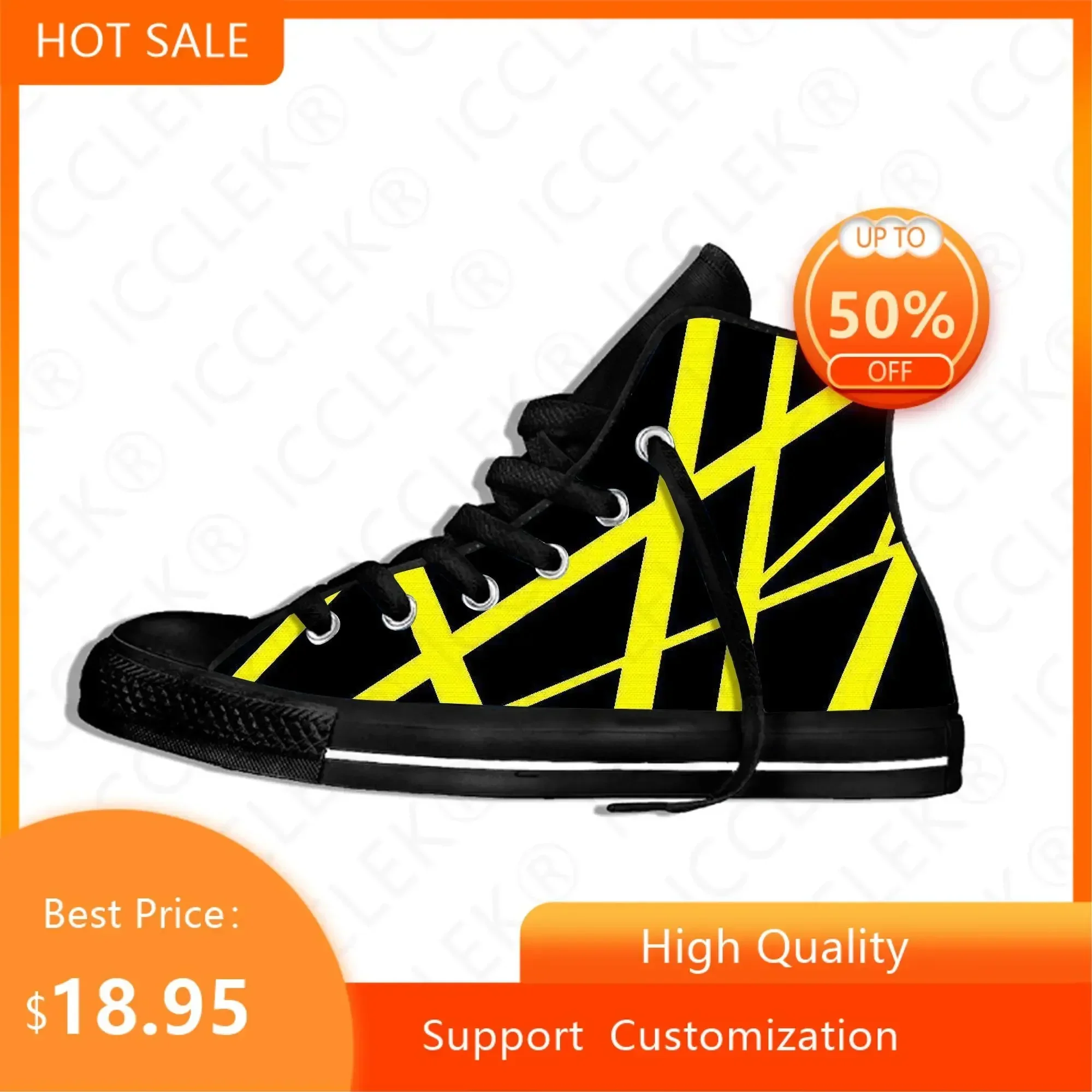 Hot Summer Van EVH 5150 STRIPES Halen Music Rock Fashion High Top Canvas Shoes Mens Womens Casual Sneakers Classic Board Shoe
