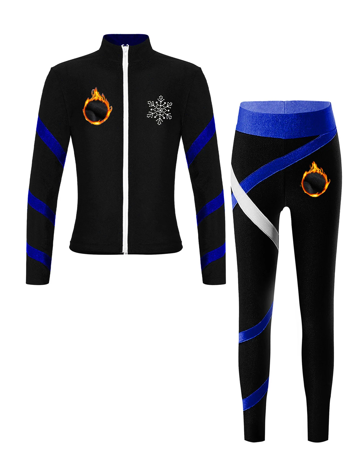 Dziecięce dziewczęce gimnastyka łyżwiarstwo figurowe strój sportowy z długimi rękawami kurtka z zamkiem błyskawicznym z kamizelką legginsy trening joga dres fitness — zdjęcie 2