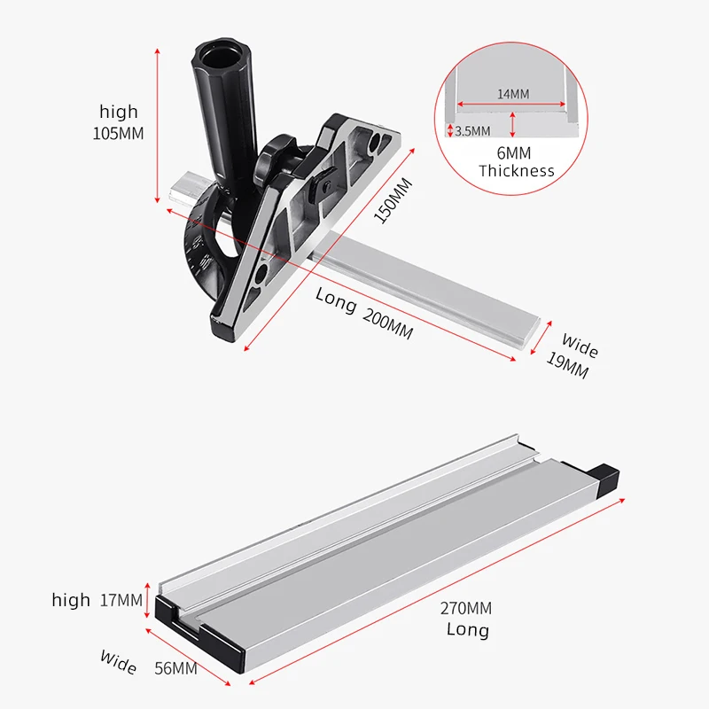 Imagem -02 - Carpintaria Miter Gauge Ângulo Ajustável Empurrador Miter Régua Ferramentas Workbench Table Saw Serra Circular Guarnição Router Acessórios