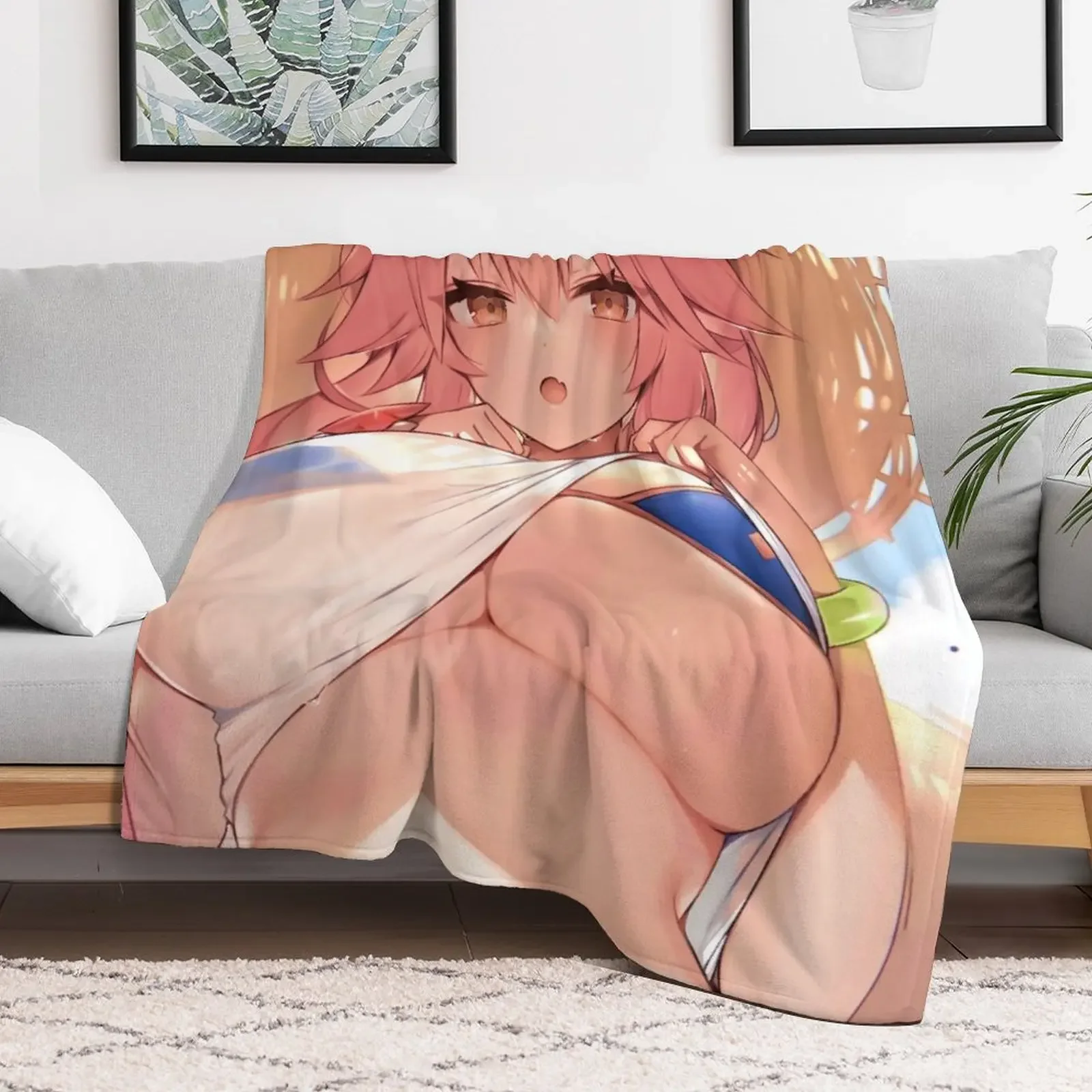 Tamamo no Mae Caster Fate Grand Order Anime Waifu Throw Blanket Decorative Sofas heavy to sleep Blankets