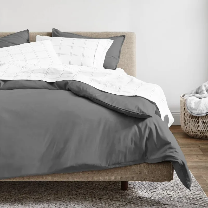 

100% Organic Cotton Sateen Duvet Cover Set, Full/Queen Size - Smooth Sateen Weave - Warm & Luxurious - Full/Queen Duvet Cover