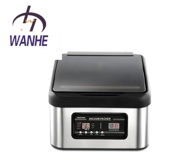 Wanhe factory New design model automatic vacuum packaging machine for sale  small food vacuum  salmon Glass cover