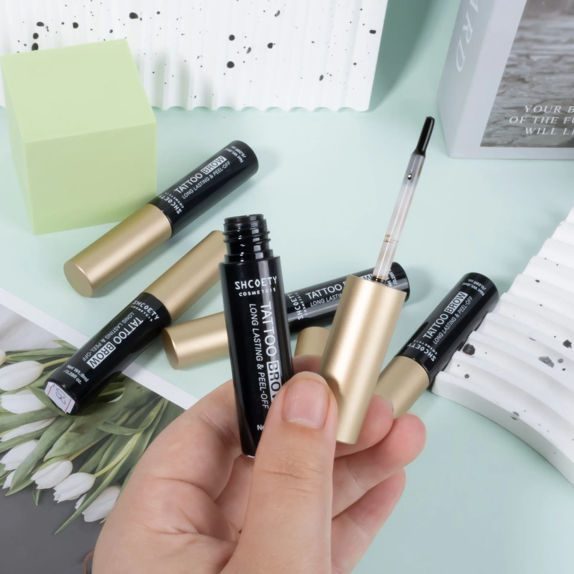 Peel Off Tattoo Brow Wenkbrauwgel Langdurig Vlekvrij Waterdicht Transpiratie Gemakkelijk te dragen 3-kleuren Wenkbrauw Tint Make-up Cosmetica