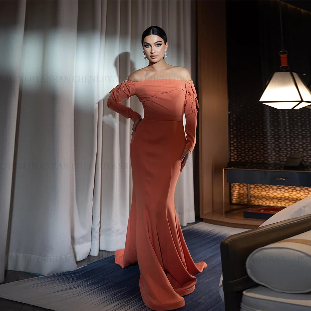 

MOLISA Индивидуальные элегантные платья русалки с длинными рукавами для выпускного вечера с открытыми плечами длиной до пола, вечерние платья с бисером, вечерние платья