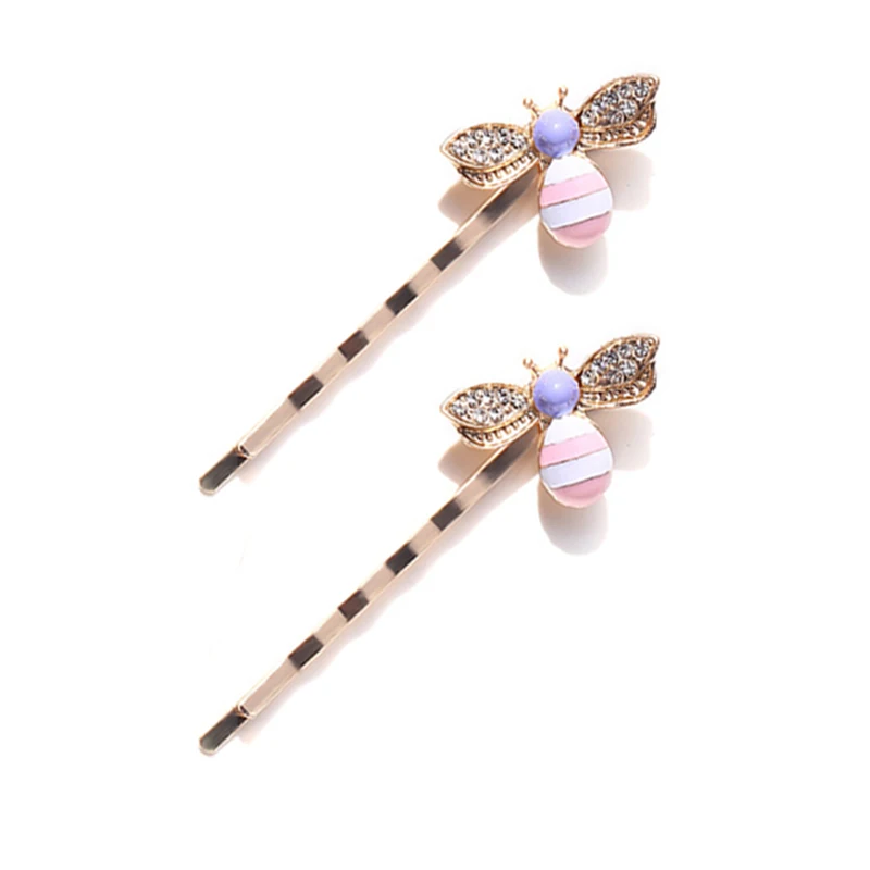 2Pcs/Set Fashion Cute Crystal Bee Hair Clips For Women Girls Party Hair side Barrettes Hairpins Hair Accessories