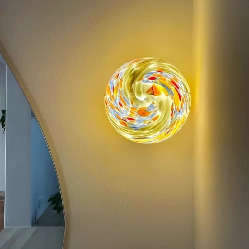 

ball wall lamp, corridor aisle lamp, stained glass entrance entrance, background wall lamp, bedroom bedside ambient lamp