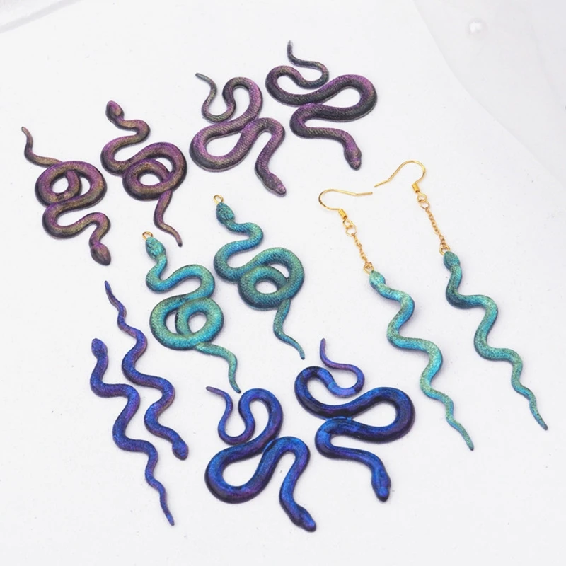 Snake Earring Resin Mold Snake Silicone Mold Serpent Epoxy Resin Casting Mold with Hanging Hole for Craft Drop Shipping