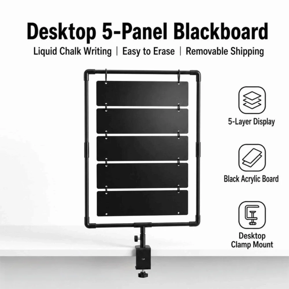 Clamp-on Vertical Chalkboard Foldable Assembleable Menu Sign Erasable Double Sided Writable Cafe Counter Display Sign