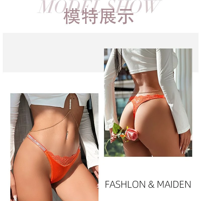 Sexy Pants Rhinestone Thong Velvet Stitching Lace Big Yards Briefs Breathable Girl Shorts Diamond Panties Women Lowrise G-string