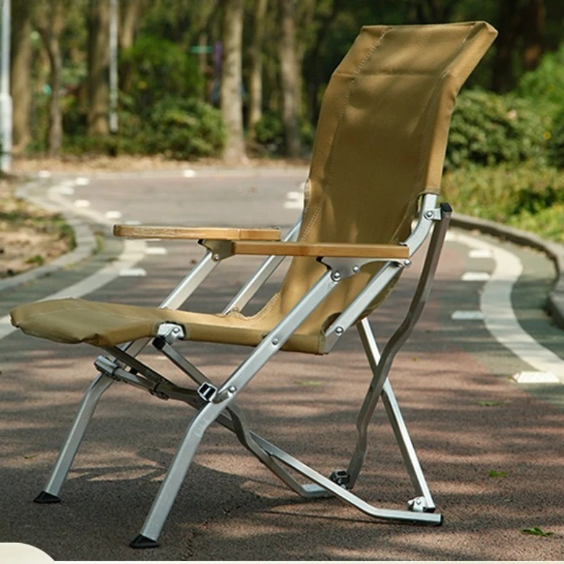 Outdoor Reclining Lounge Chair Lightweight Folding Aluminum with High Back, Heavy Duty Canvas Fabric for Fishing Camping Beach