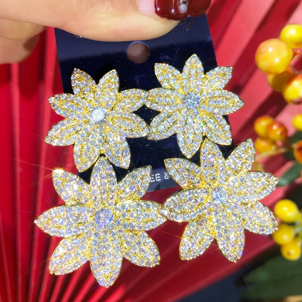 

Kellybola High Quality Trendy Big Flowers Earrings Fashion Nigerian Indian Style For Women Daily Life Professional Lady Jewelry