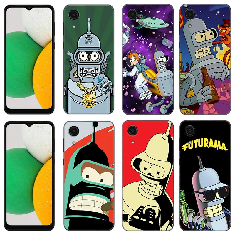 Cartoon Futurama Bender Black Silicone Phone Case For Samsung Galaxy A01 A03 Core A04 E A02 A05 A10 A20 A21 A30 A50 S A6 A8 + A7