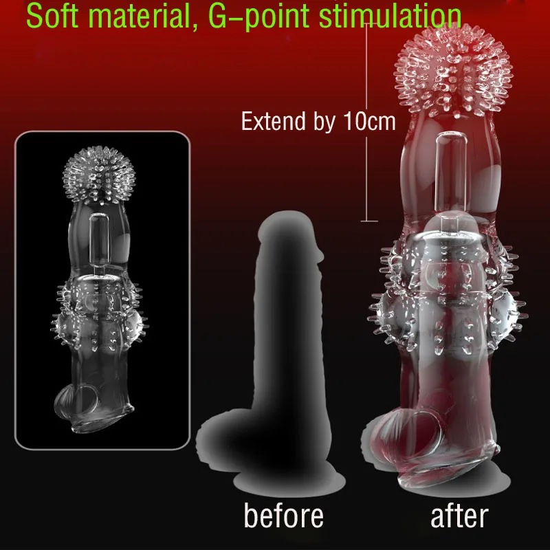 Manga vibratoria para agrandar el pene para hombres, extensor de pene grande de 24,5 cm, Juguetes sexuales de cabeza de 10cm, condón de bloqueo de semen, juguetes para adultos