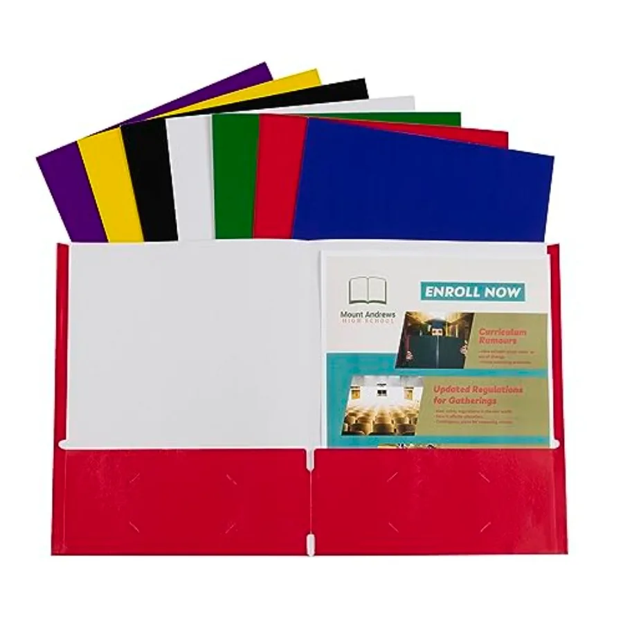 

Two-Pocket Paper Portfolio 1 Case of 100 Folders Assorted Colors 05300-100