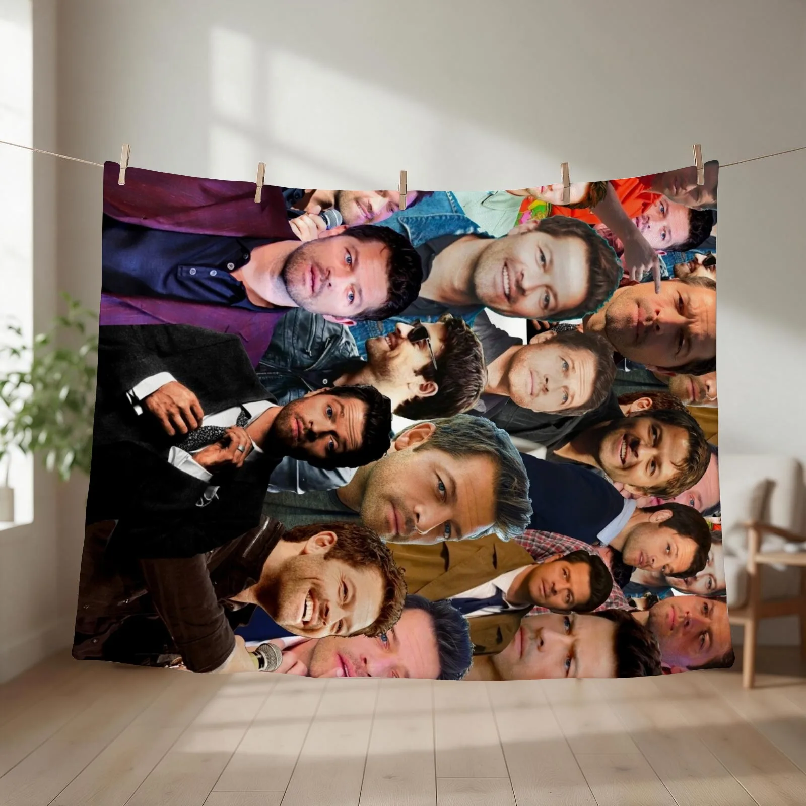 Misha Collins Photo Collage Throw Blanket couch cozy soft plush fuzzy picnic outdoor blanket